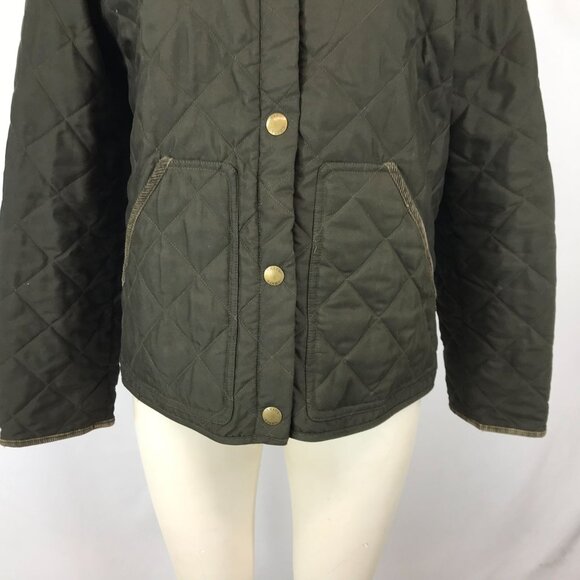 CHAPS ~ WOMENS LARGE ~ OLIVE GREEN QUILTED SNAP CLOSE JACKET COAT - Picture 3 of 6